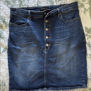 Denim Button-Front Skirt